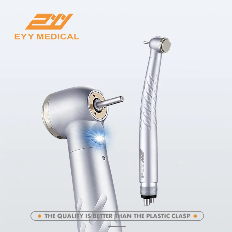 Dental LED High Speed Handpiece 2/4 Hole Standard Head Air Turbine E-Generator Ceramic Bearing Dentist Tips Triple Water Spray