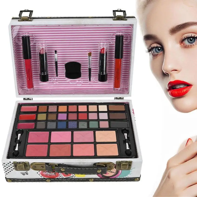 

44pcs Makeup Palette With Portable Case Long Lasting Full Makeup Kit Cosmetics Set For Beginners Women Makeup Palette Holiday