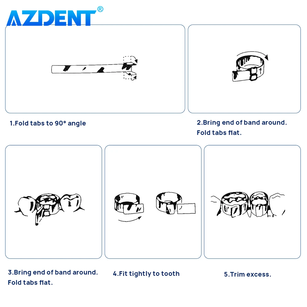 100 шт. стоматологические Матричные полосы T-Bands AZDENT 0 05 мм изогнутые прямые для