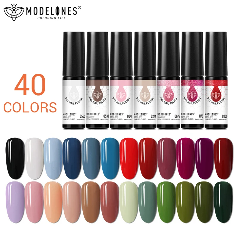 

Modelones 5 мл долговечный Гель-лак для ногтей 40 цветов Uv Led отмачиваемый Розовый Гель-лак для ногтей Полупостоянный лак для ногтей