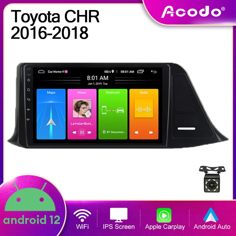 

Acodo 9''2Din Android12 WIFI Car Radio For Toyota CHR 2016-2018 Auto Carplay Mirror Link IPS Screen SWC WIFI FM BT GPS Stereo