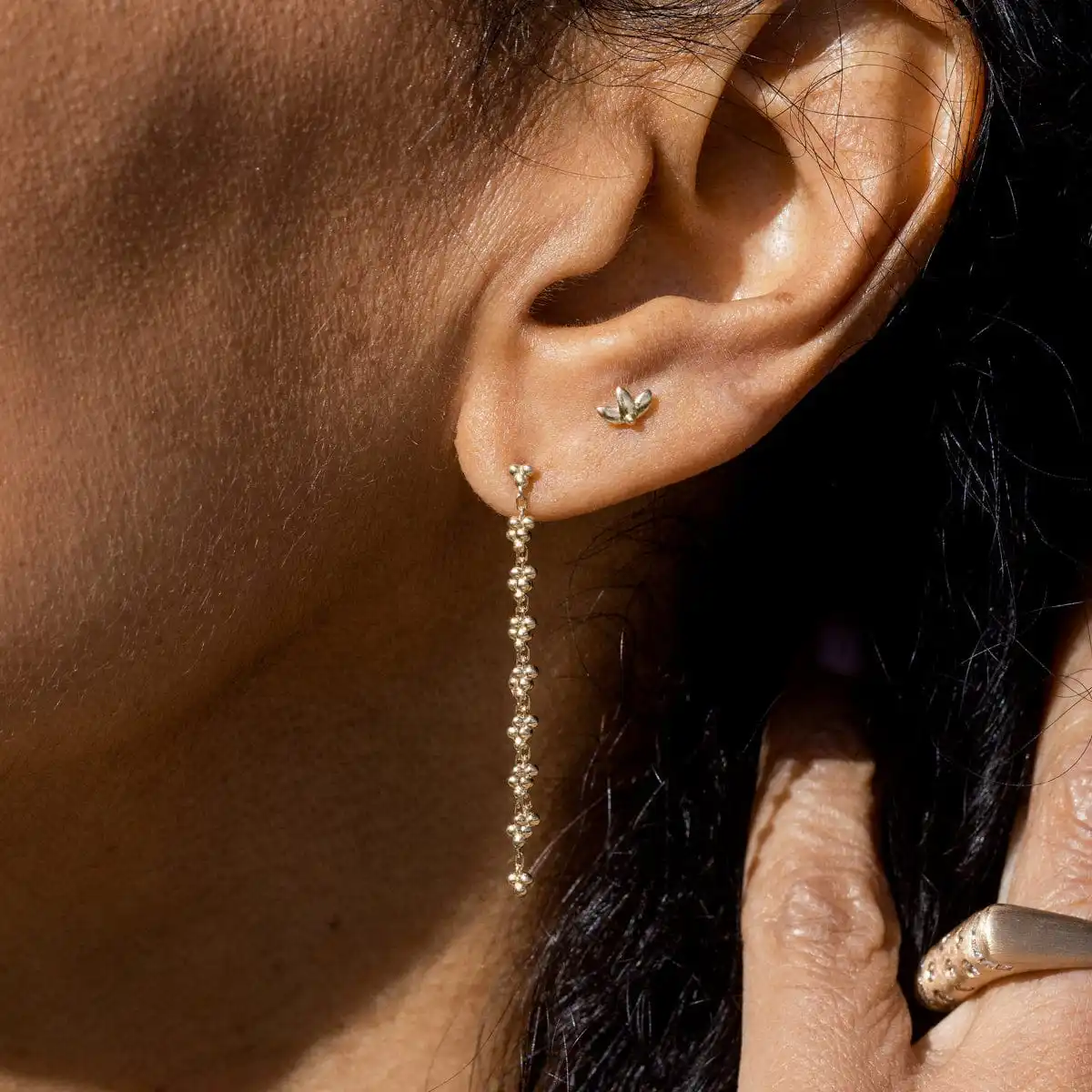 

2023 925 Sterling Silver Triple Bead Dangling Earrings for Women, Elegant and Fashionable Stud Earrings