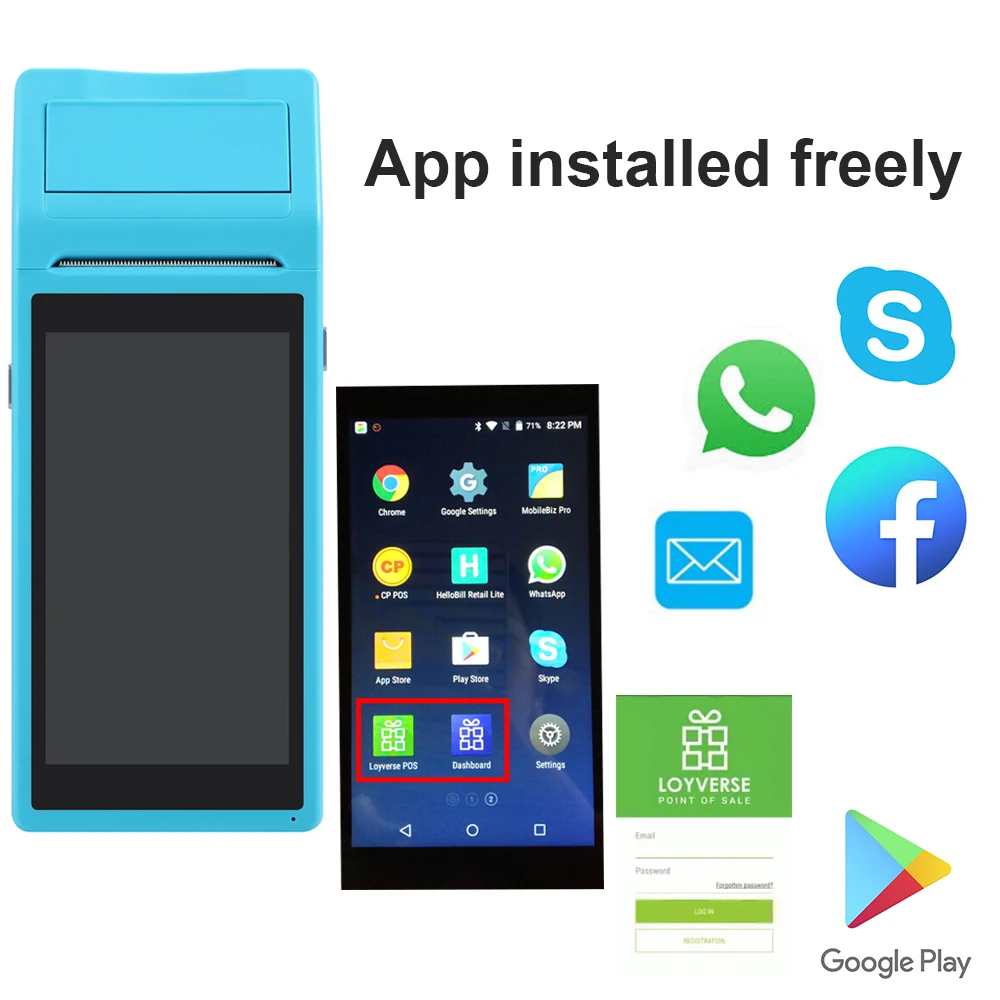 

Cheapest Pos Q2I Android 8.1 Handheld Android Pos Terminal Printer 58mm android mobile printer PDA