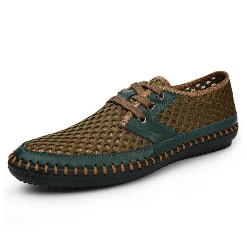 

Benboy Fashion Classical Flat Heel Hollow Lace Up Mesh Men Sneaker Shoes Rubber Soft Sole Low Top Men's Casual Shoes 38-48