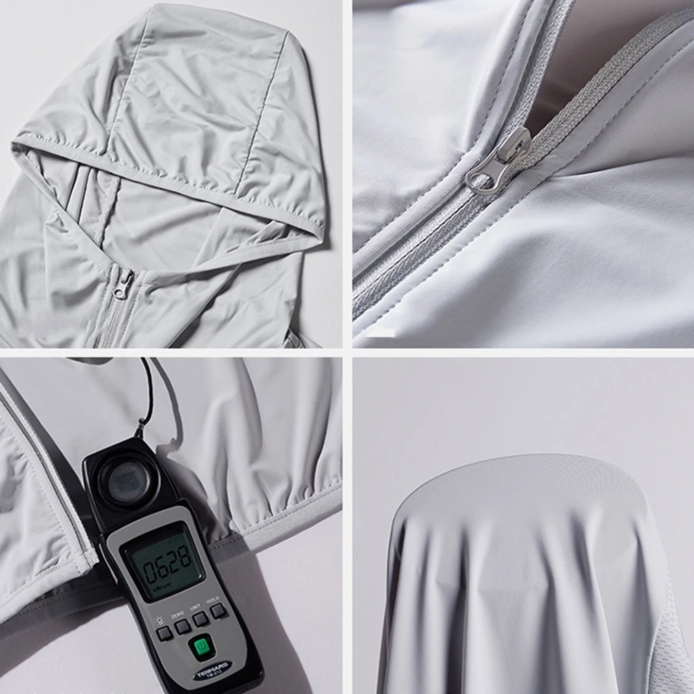 UPF50 + Ice Silk Sunscreen 2023 Summer New Men and Women Sunscreen Clothing Outdoor Thin Breathable Skin Coat Hooded Jacket