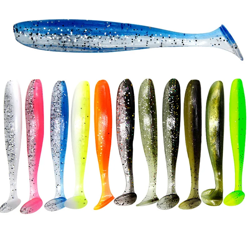 

Supercontinent Soft Lures 55mm 70mm Baits Fishing Lure Leurre Shad Double Color Silicone Bait T Tail Wobblers