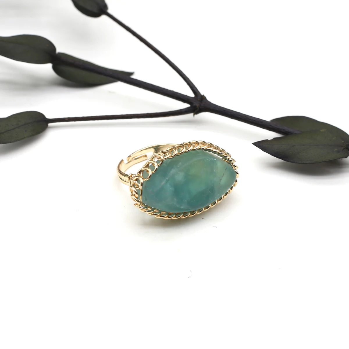 Изысканный натуральный полудрагоценный камень агат флюорит ретро-кольцо