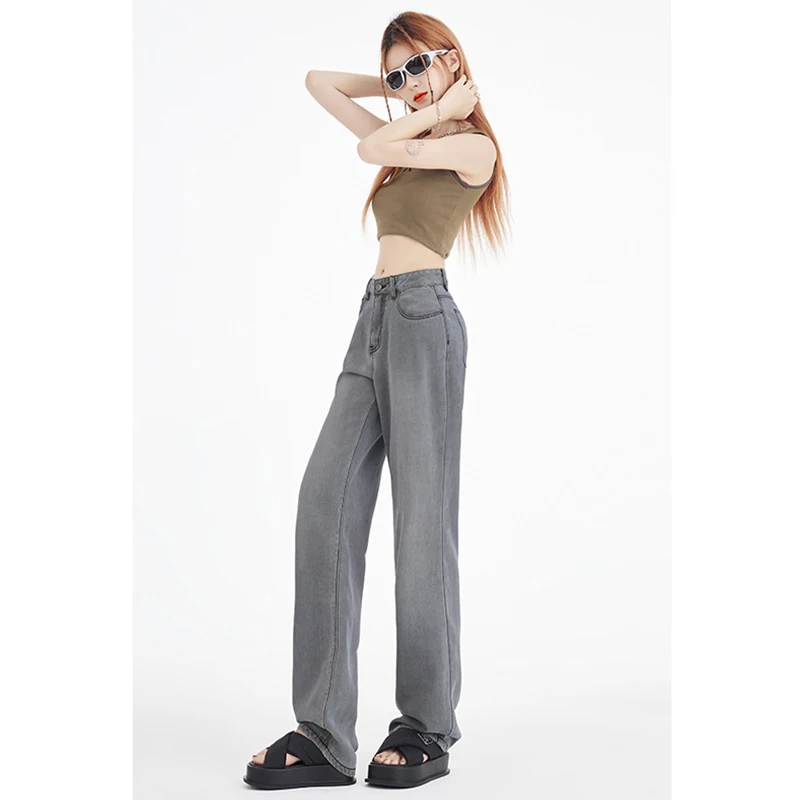 2023Jeans Women's Black Pants Spring/Summer Commuting Real Time Photos Tian Si Ultra Thin Slim Straight Tube Wash