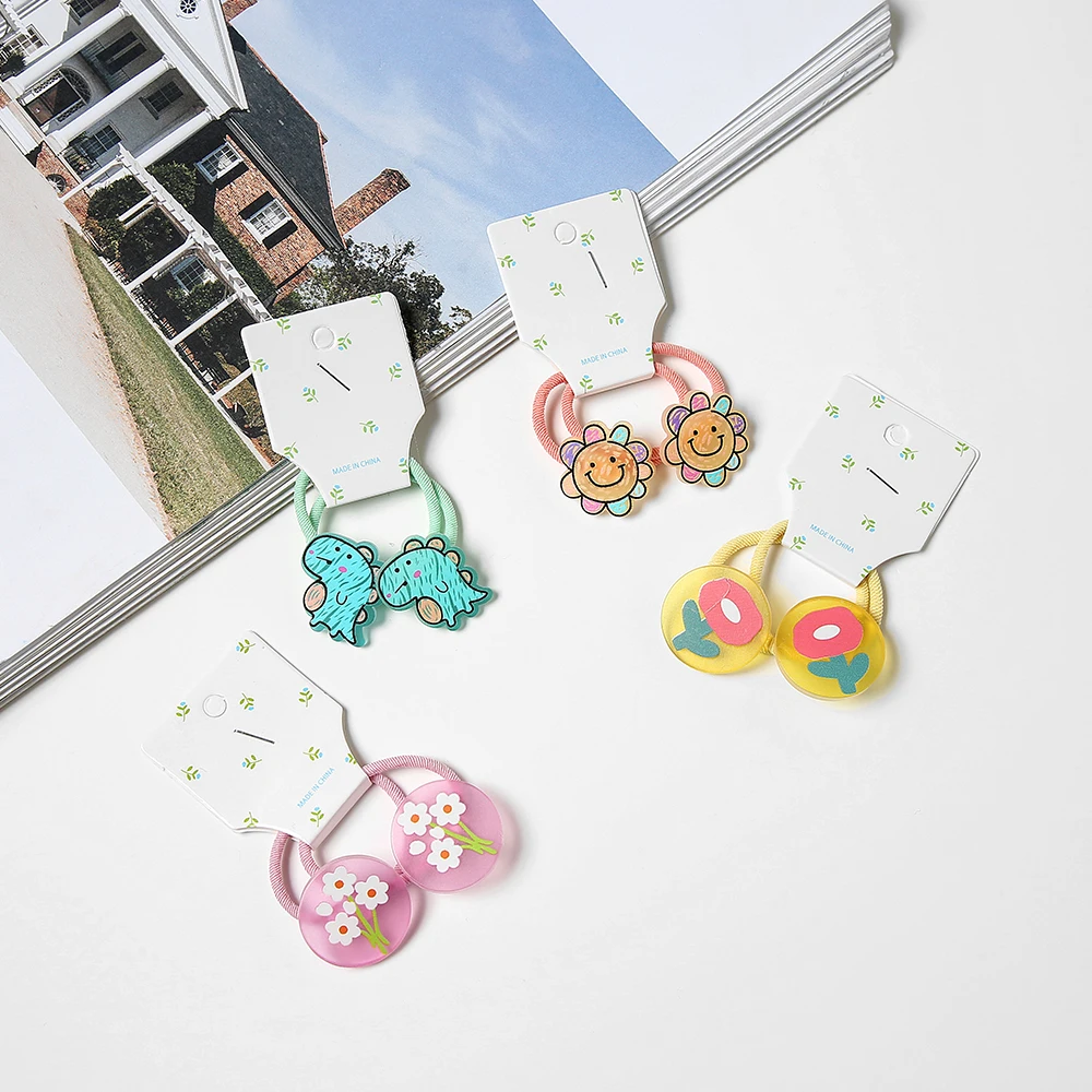 

2pcs Sweet Cartoon Hair Scrunchie Girl Kawaii Baby Hair Accessories Elastic Baby Girl Hair Band For Children Cute