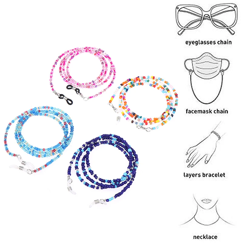 

1PC New Fashion Unisex Anti-lost Acrylic Beaded Chain Face Mask Lanyards Reading Glasses Chain Neck Straps Mask Cord Holder