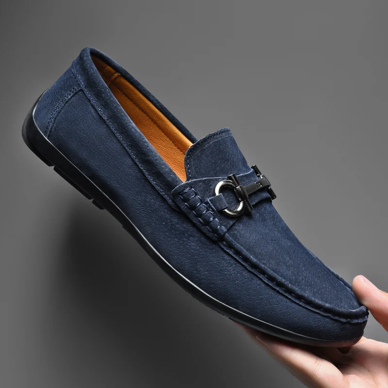 

Мужские замшевые мокасины на плоской подошве, коричневые повседневные туфли из дышащей кожи, Классическая обувь для вождения, весна-лето 2019