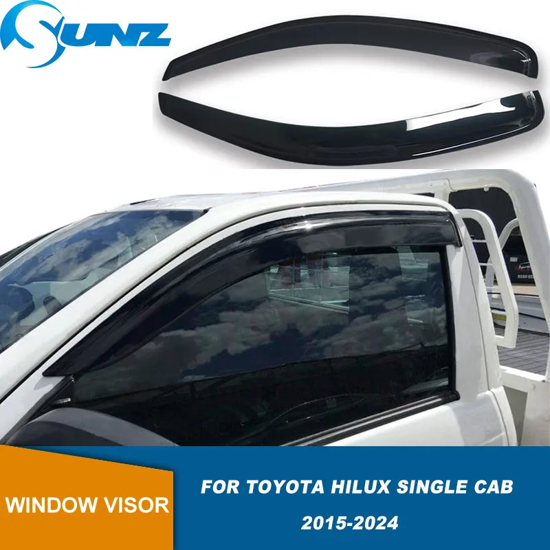 Фото Погодовые щитки для Toyota Hilux Single Cab 2015 2016 2017 2018 2019 2020 2021 2022 2023 2024 ветрозащитный козырек на окно автомобиля №1
