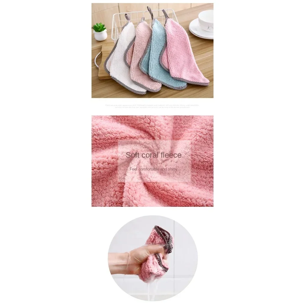 Nowa wisząca ściereczka do mycia naczyń z polaru koralowego chłonny ręcznik kuchenny i gospodarstwa domowego szorowarka czyszczenia rąk