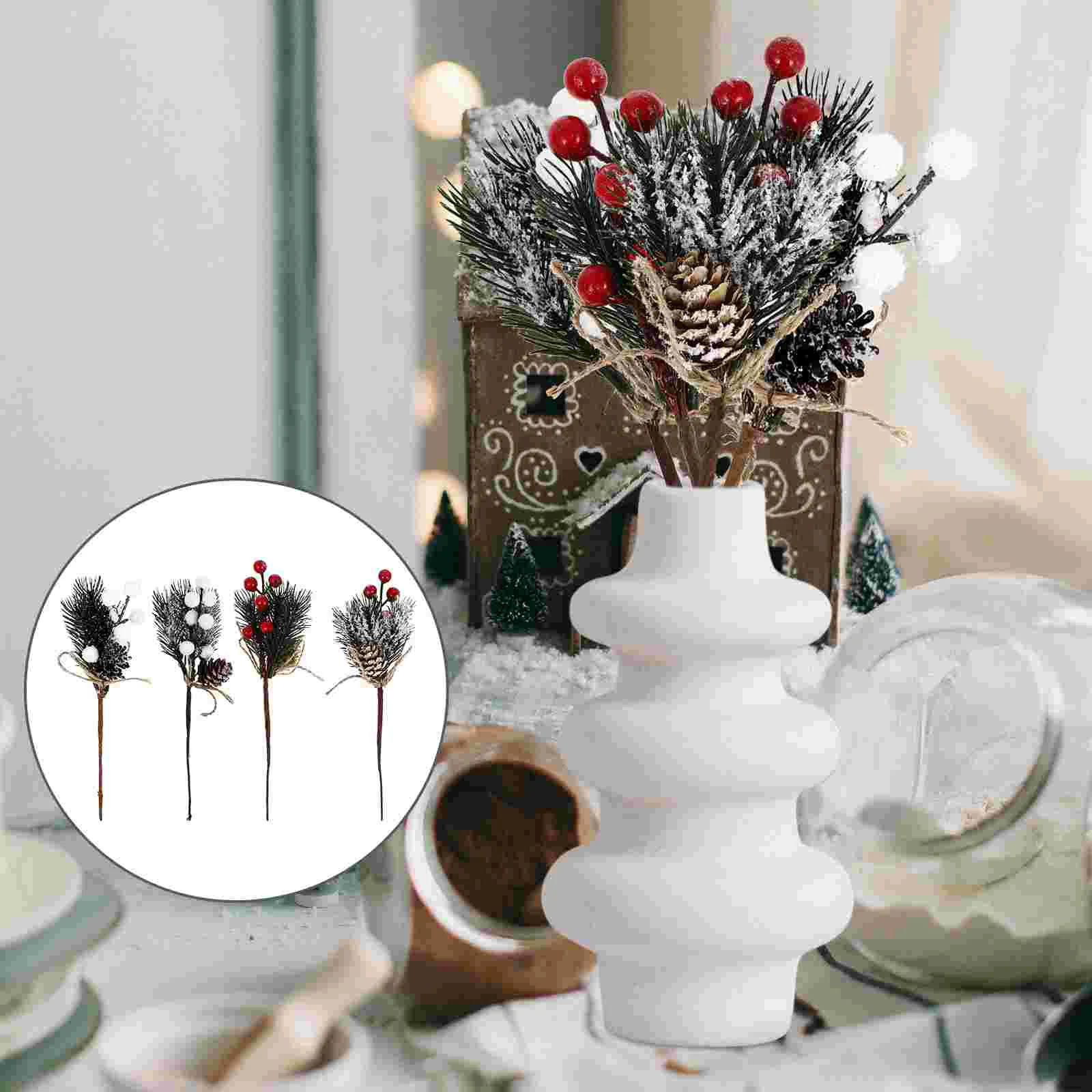 

16 PCS Bouquet Simulation Pinecone Sticks Artificial Floral Projects Decorations Wood Festive Embellishment