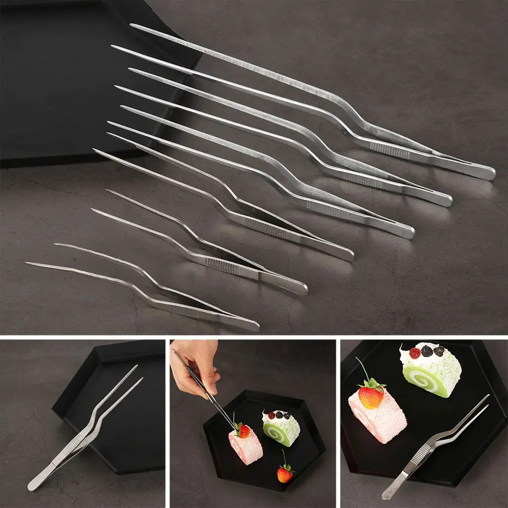 

New Chef Plating Kitchen Tool Barbecue Tongs Food Tweezer Stainless Steel BBQ Clip