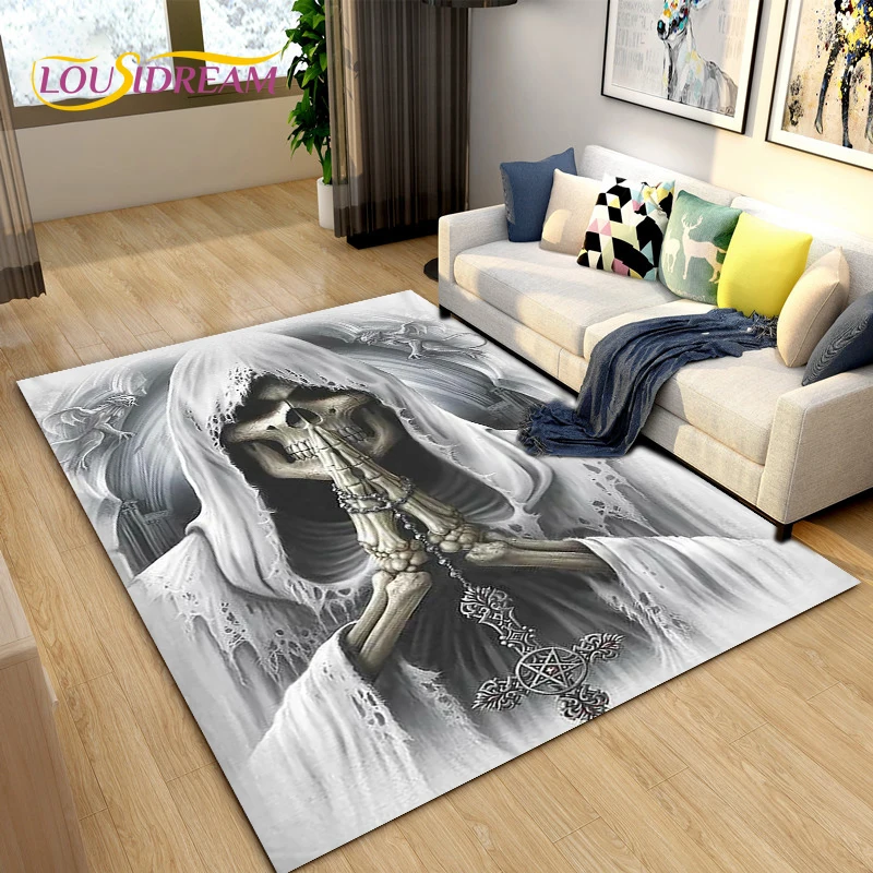 

Horror Death Skull Series Area Rug,Carpet Rug for Living Room Children's Room Decoration,Kid Play Crawl Soft Non-slip Floor Mat