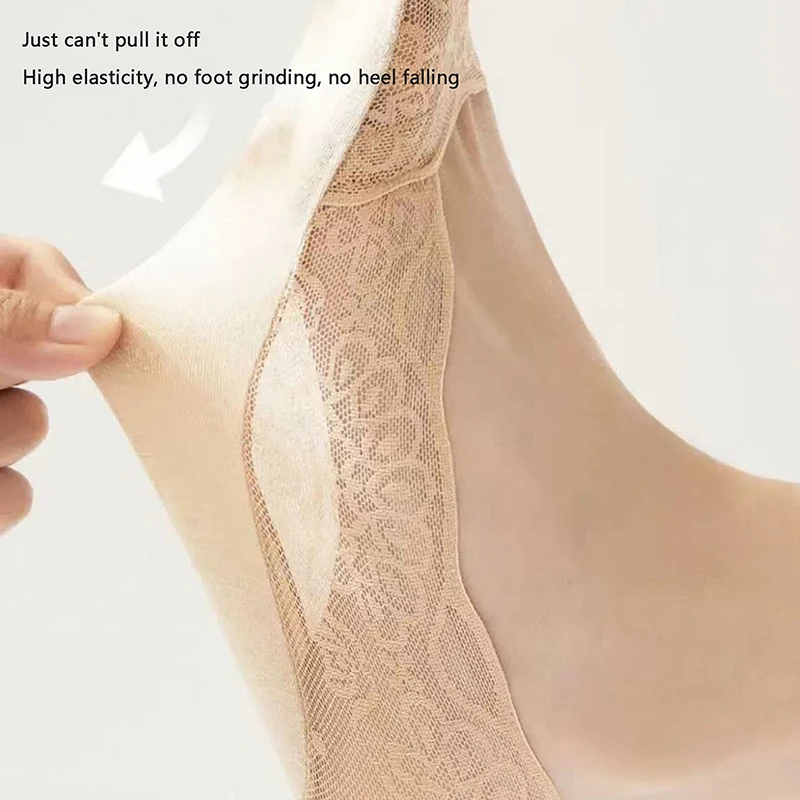 

1Pair Lace Flower Short Socks Women Summer Silicone Non-slip Ankle Socks Invisible Slipper Cotton Hollow Boat Socks Female