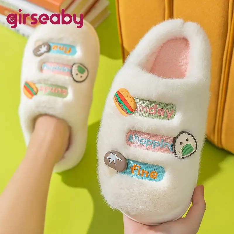 

Женские хлопковые домашние тапочки Girseaby, теплые тапочки на толстой подошве, большие размеры 44 45, зима 2022