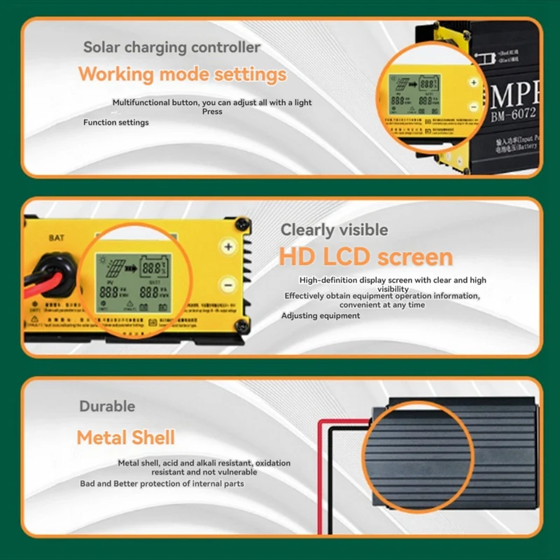 BM6072 600 Вт MPPT Boost солнечный контроллер заряда для 24 В 36 48 60 72 аккумуляторной системы
