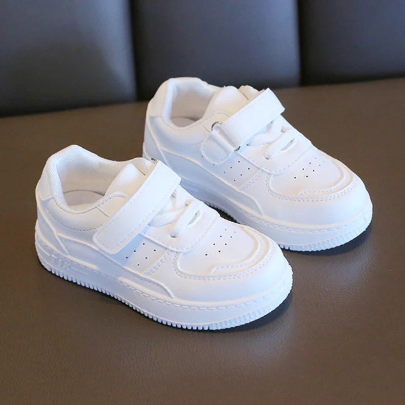 Comfortable Kids White Sneakers for Boys Girls Running Tennis Shoes Student Lightweight Sport Athletic Casual Walking Shoe 21-38