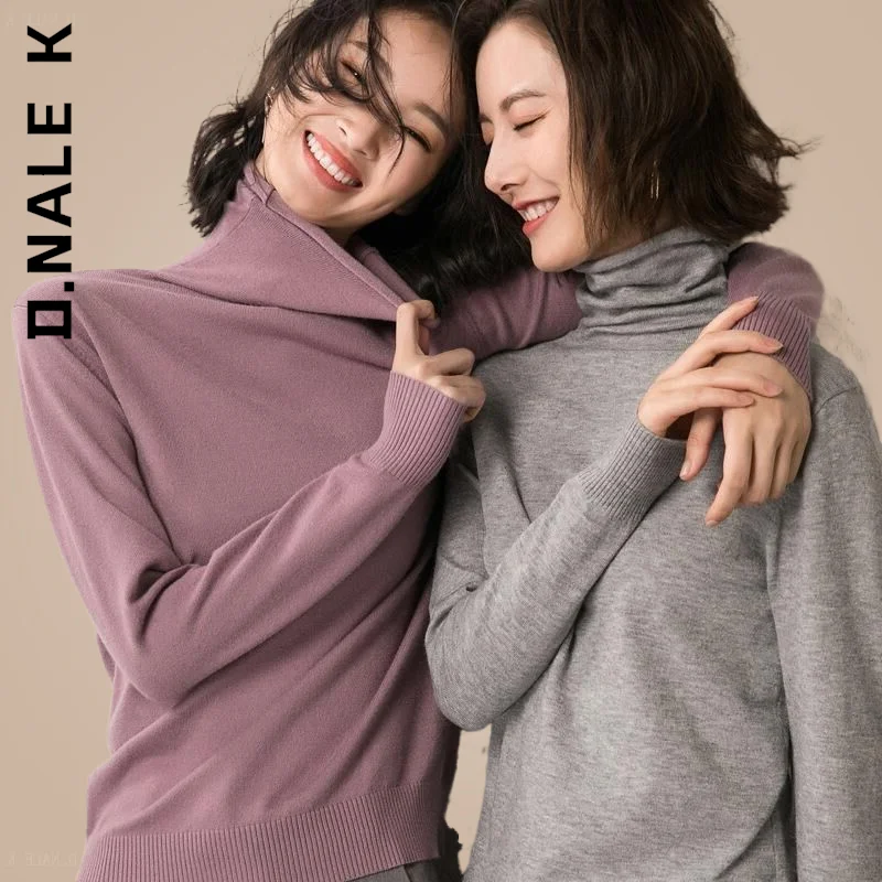 

Новинка, Женский вязаный свитер D.Nale K, тонкие свитера, Женский стильный топ с высоким воротником, женская уличная одежда, пуловеры, женский с...