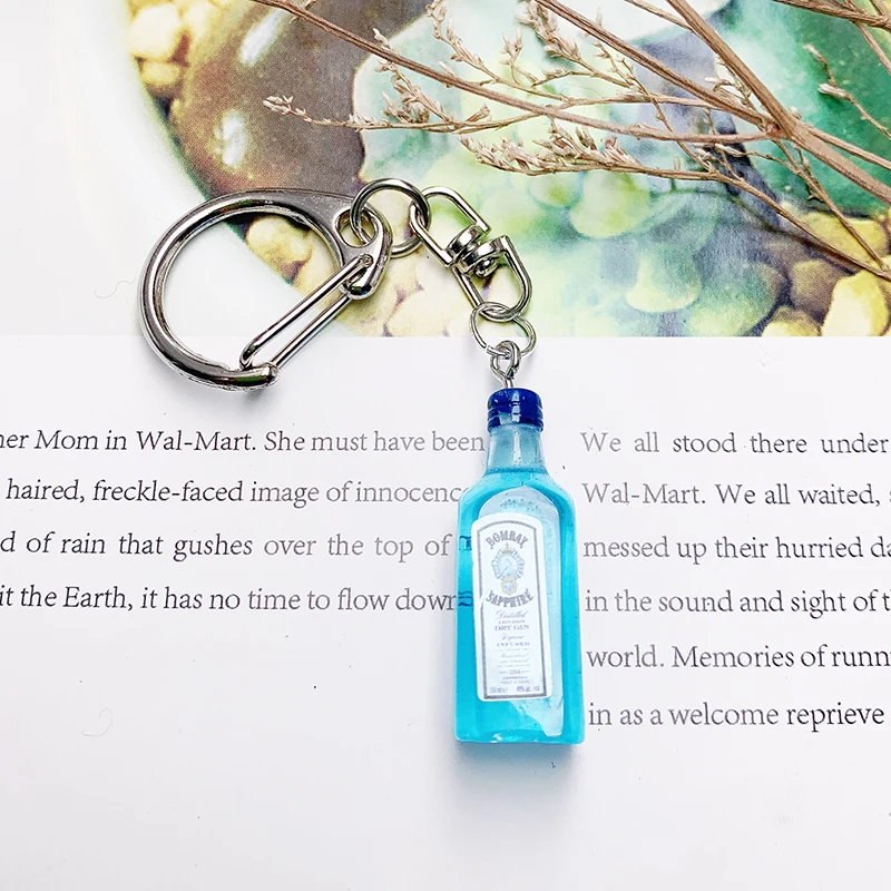 

1PC Cute Resin Bottle Wild Grid Keychain Color for Car Bag Keyring Pendant Accessions Wedding Party Drop Shipping