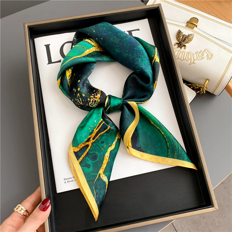 

Design Square 100% Silk Scarf Women Headband Shawls And Wraps Summer Hijab Neck Tie Hair Hand Wrist Bandana 2022