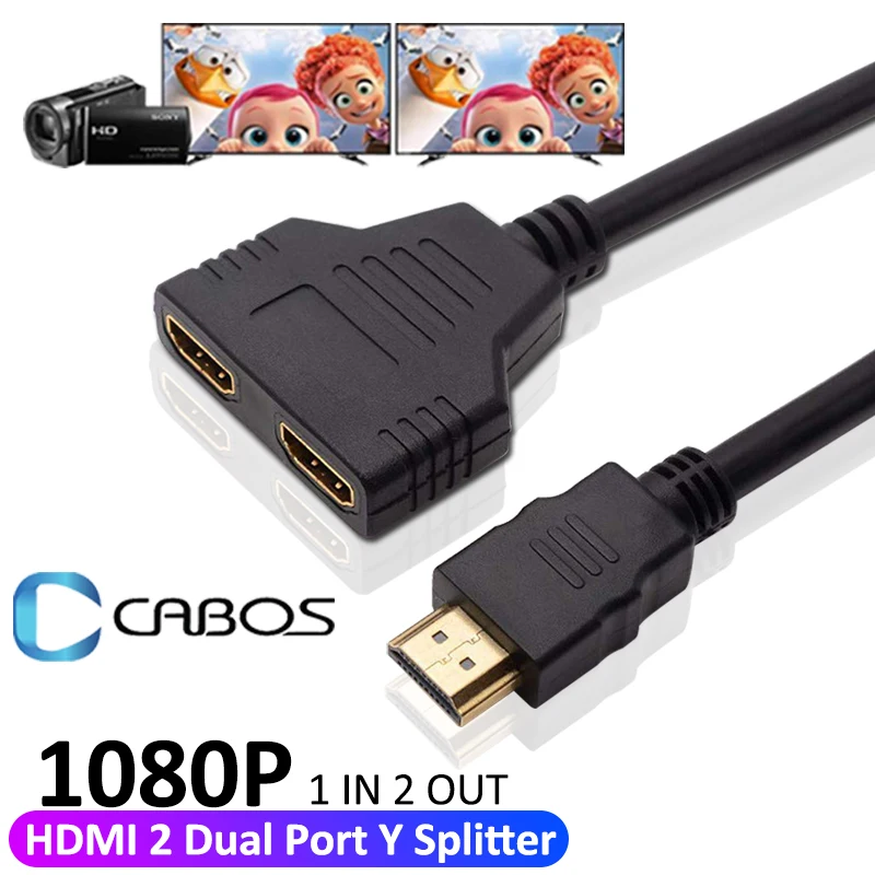 

HDMI-compatible Splitter Adapter Cable 1080P 2 Dual Port Y Splitter One Input to Two Output HDMI Cable For HD LED LCD TV Box PS3