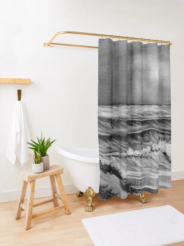 Черно-белая травяная занавеска для душа