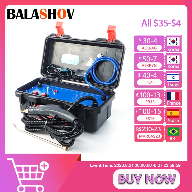 3000W High Temperature Steam Cleaner English Panel with Alkaline Disinfection Air Conditioning Kitchen Hood Car Steam Cleaner