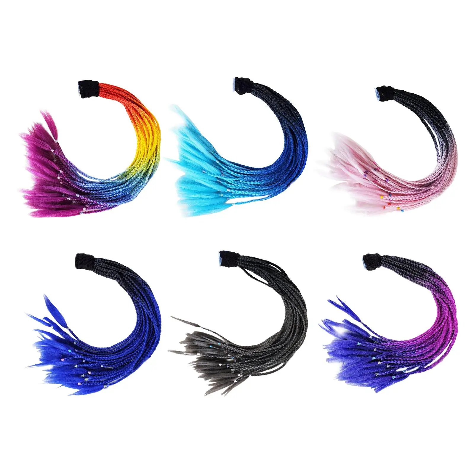 

Motorcycle Helmet Pigtails Braids Dreadlocks Curly Wig Hair Ponytail Braid Decoration 55cm-60cm Gradient Ramp for Womens