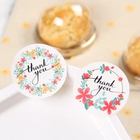 3 8cm round stickers thank you label floral plant pattern gift boxes bags seal sticker baking packaging supplies home decor
