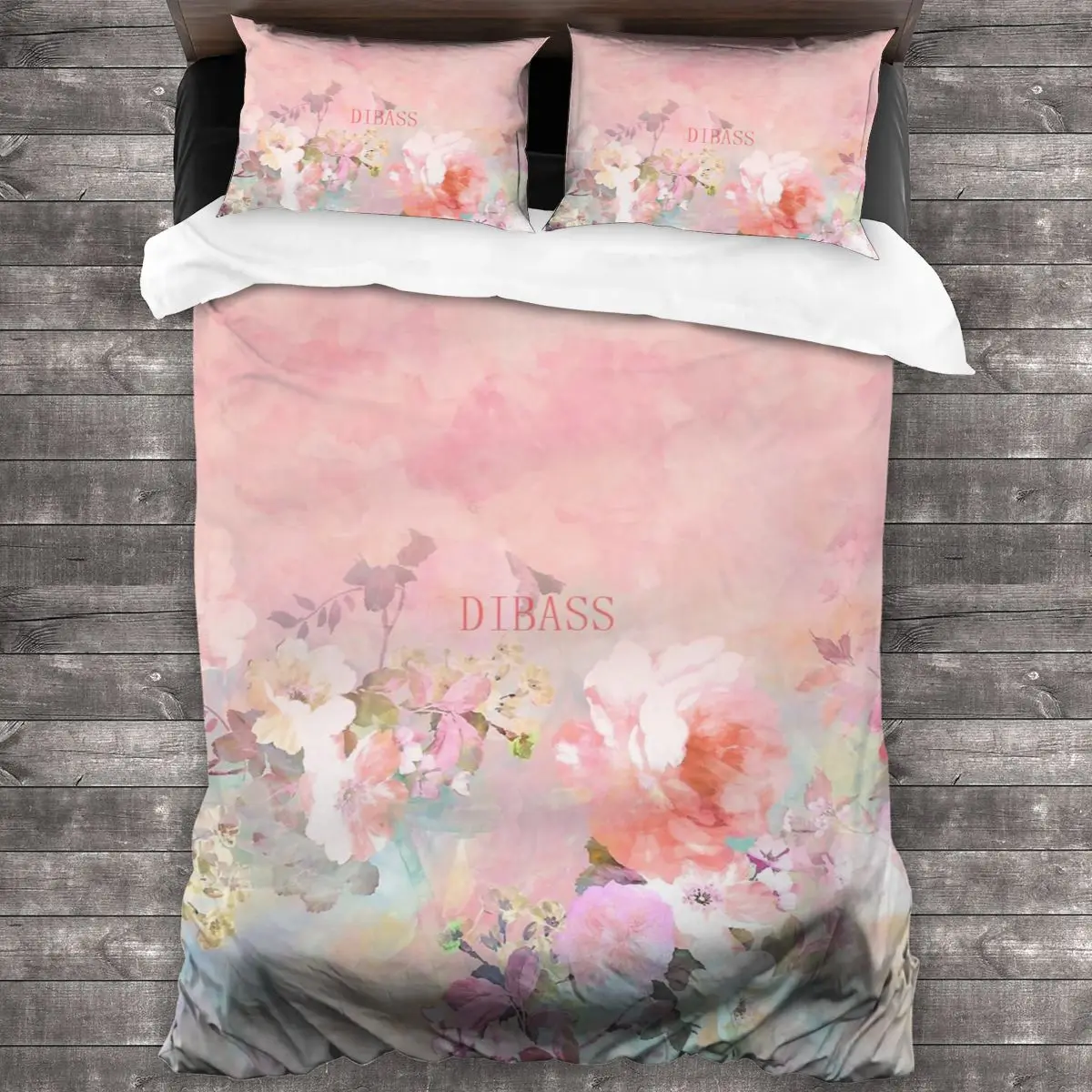 

Pastel Blush Watercolor Ombre Floral Watercolor Soft Microfiber Comforter Set with 2 Pillowcase Quilt Cover With Zipper Closure