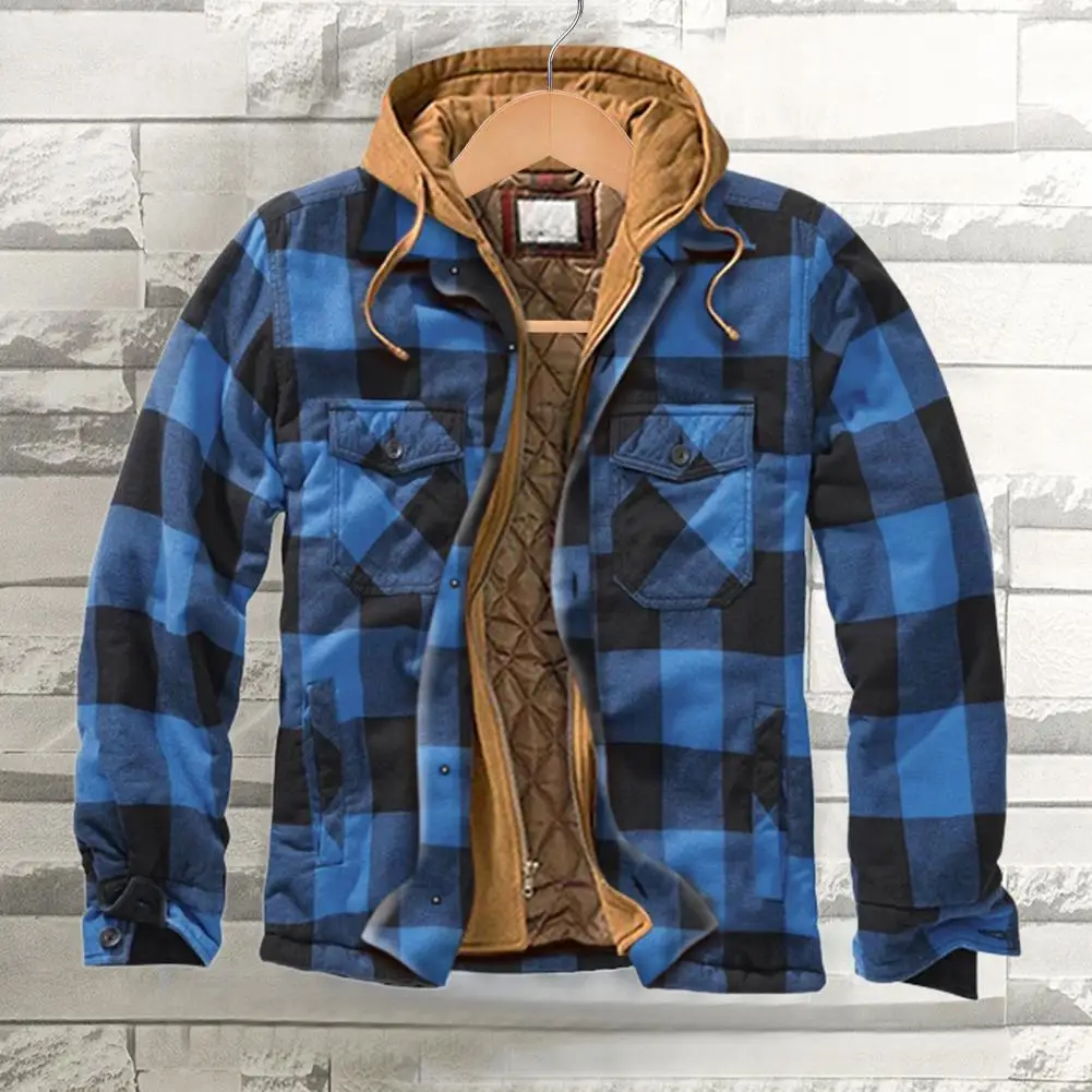 

Autumn Winter Stylish Thicken Pockets Hoodie Jacket Male Men Coat Buttons for Travel