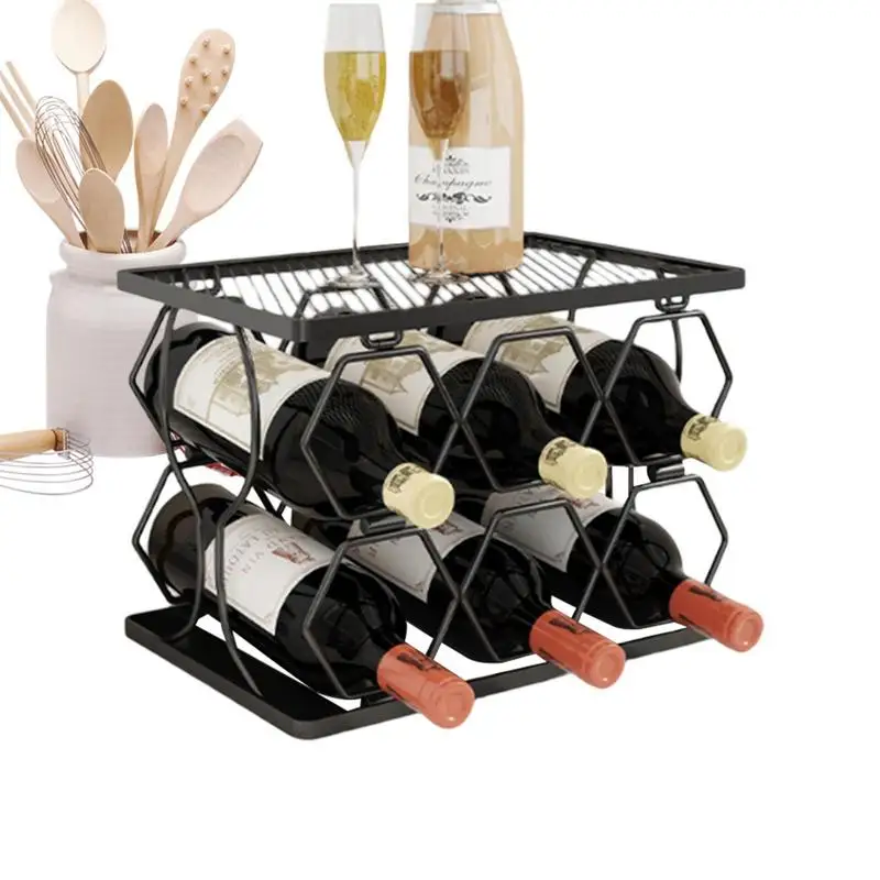 

Wine Racks Countertop 6 Bottles Stainless Steel Wine Holder Red Wine Rack Wine Rack Holder Protector For Space Save Bars Wine