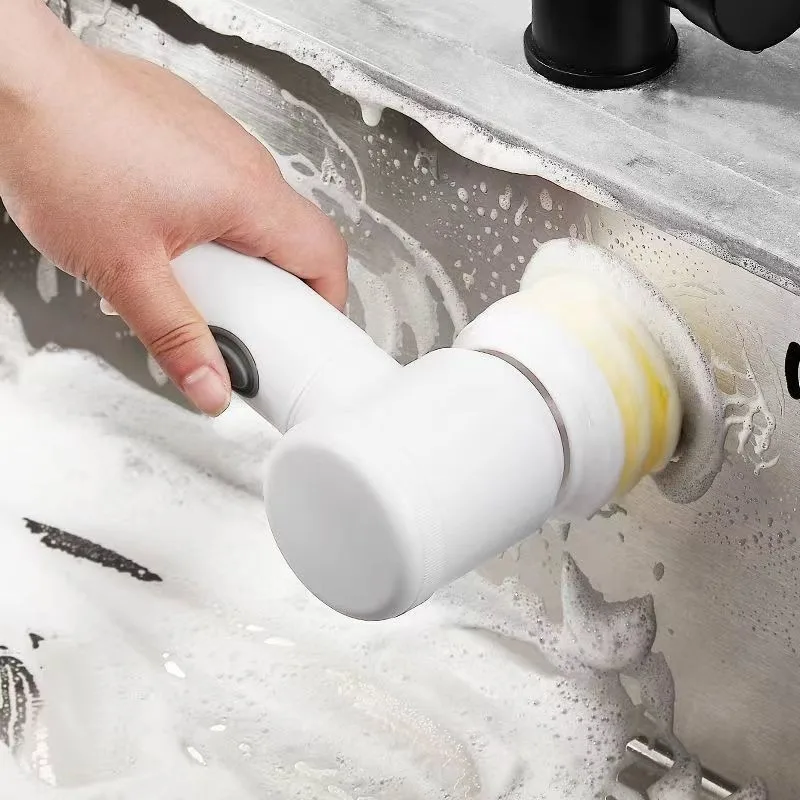 

5-in-1 Handheld Bathtub Brush Kitchen Bathroom Sink Cleaning Tool Toilet Tub Cleaning Electric Brush 3 Brushs Head Toilet Brush
