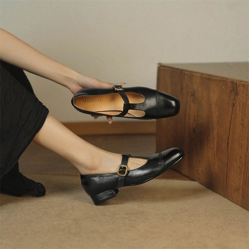 Женские балетки Мэри Джейн из натуральной кожи ручной работы с Т-образным