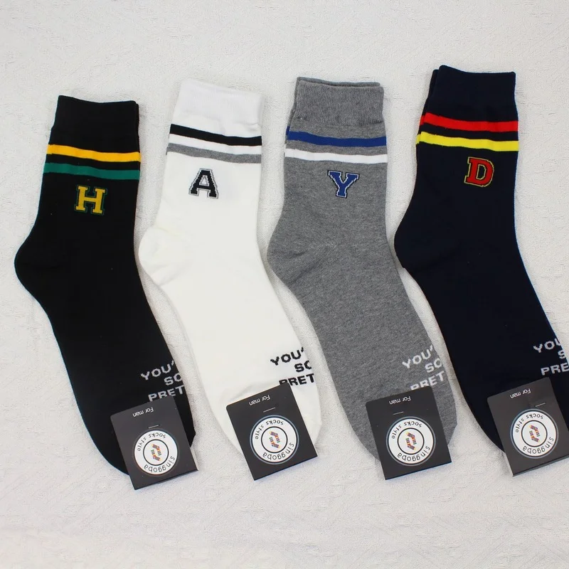 

Letter Cartoon Socks Women Striped Cotton Sock for Woman Colorful Adult Kawaii Ladies Elegant High Spring Autumn Trendy Sokken