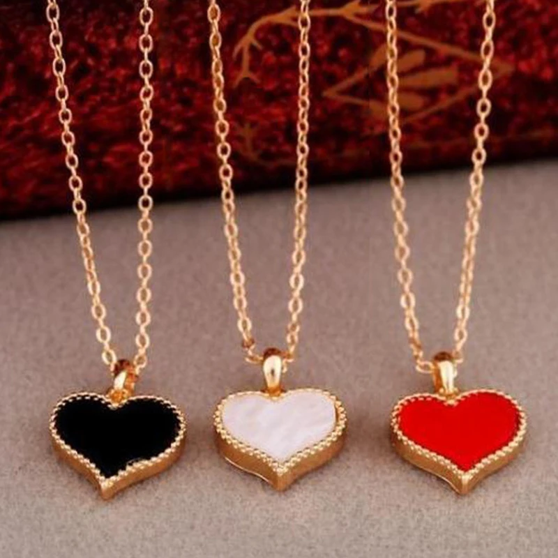 

Heart Pendant Fashion Women'S Necklace Party Gift Jewelry Drop Oil Luxury Heart Choker Lady Clavicular Chain