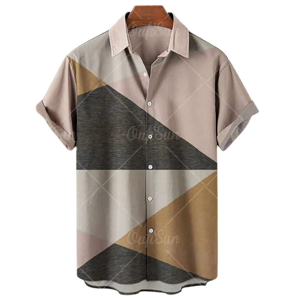 Мужская гавайская рубашка с 3D принтом, цветная полосатая футболка, пляжный Повседневный большой Топ, популярная Летняя мода 2023