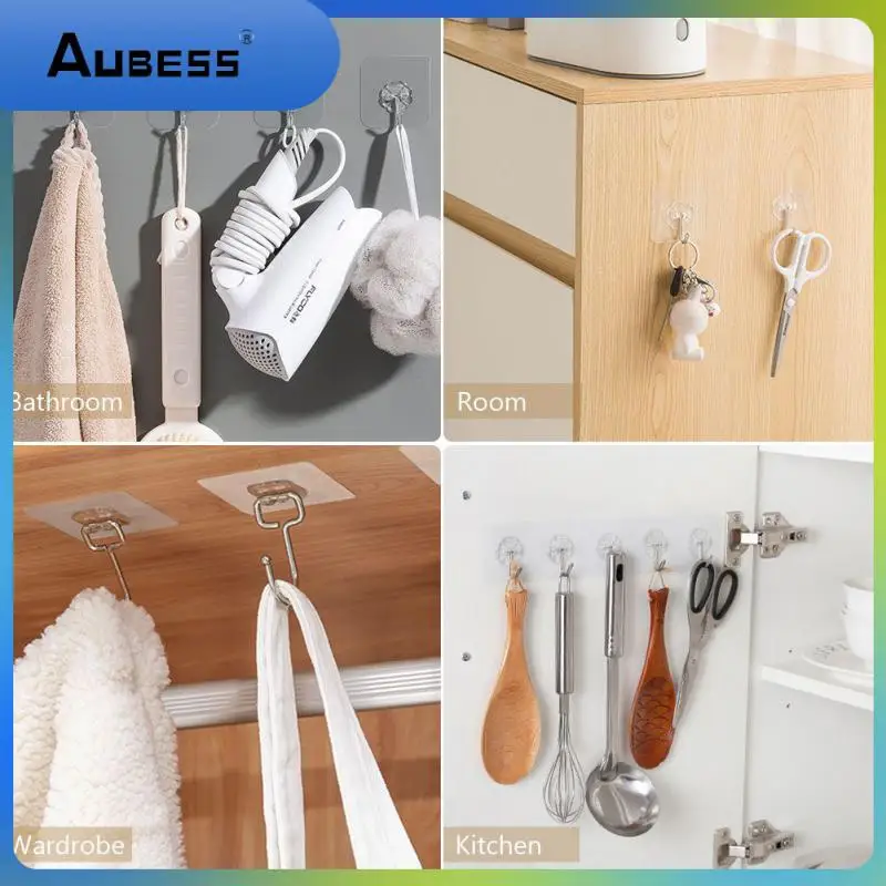 

50Pcs 6x6cm Transparent Strong Self Adhesive Door Wall Hangers Hooks Suction Heavy Load Rack Cup Sucker for Kitchen Bathroom