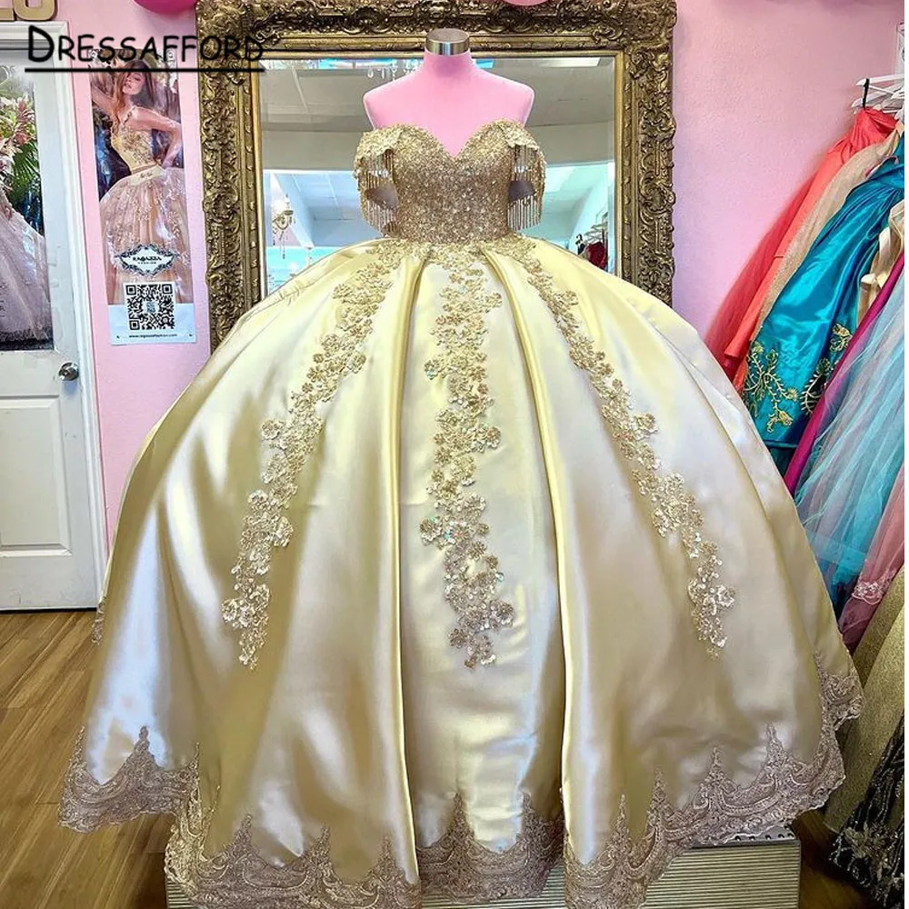 

Женское винтажное платье с открытыми плечами, золотистое кружевное бальное платье для выпускного вечера,