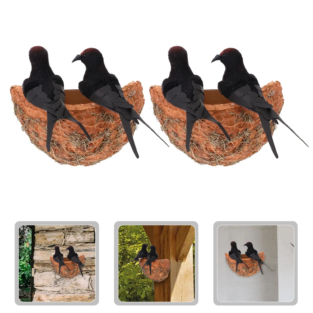 

2 Set Of Rustic Vivid Decorative Artificial Bird Figurine