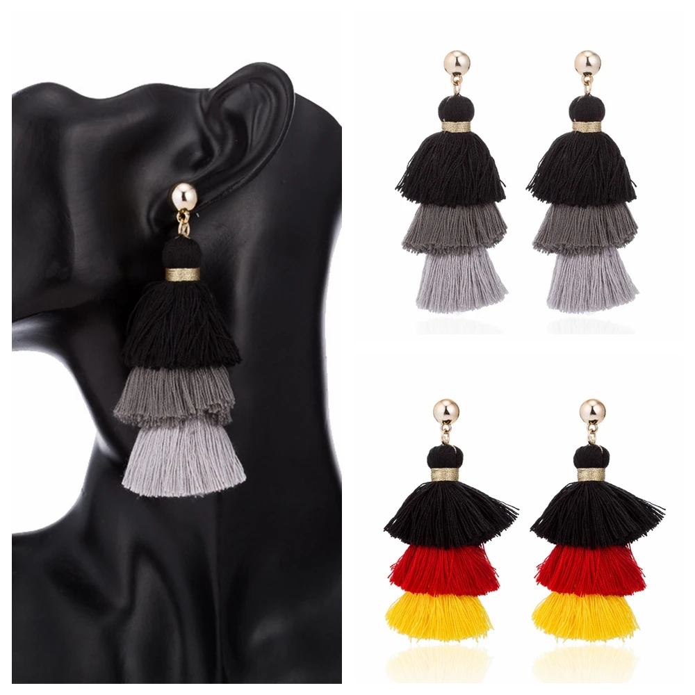 

Bohemian Handmade Long Tassel Earrings Pagoda Fan Long Dangle Drop Earrings For Women Jewelry Accessories 2022