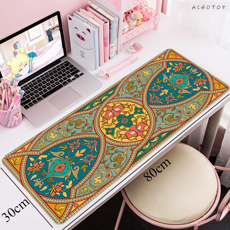 

Persian carpet 80x30CM Large Gaming Keyboard Mouse Pad Computer Gamer Tablet Desk Mousepad with Edge Locking XL Office Mice Mats
