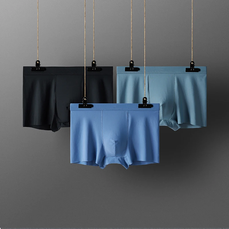3-pack Milk Silk Printed Thin 3D Convex Bag Men's Underwear With Breathable And Refreshing Ice Silk Boxer Shorts For Men