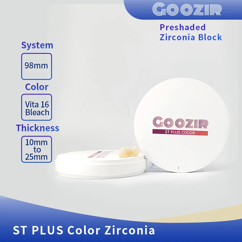 GOOZIR High Strength 98mm  ST Color Zirconia Crowns Preshaded Zirconia Blocks  For Open System