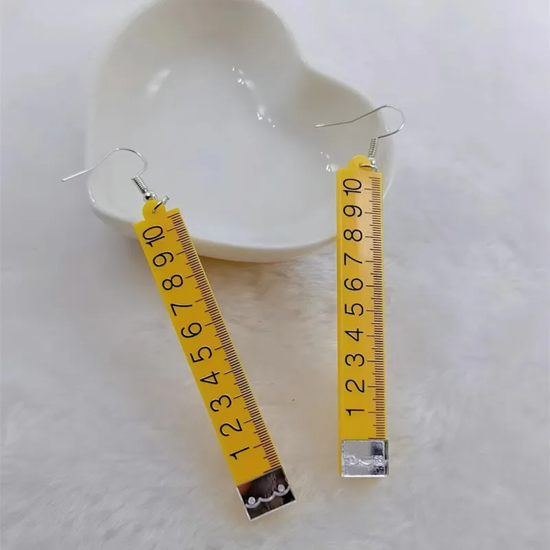 Модные длинные висячие серьги с линейкой для женщин забавные желтые