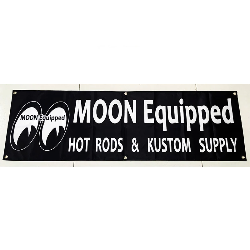 

130GSM 150D Material Moon Equipped Flag Banner 1.5ft*5ft (45*150cm) Size Custom Any Size Any Logo Flying and Hanging Flags