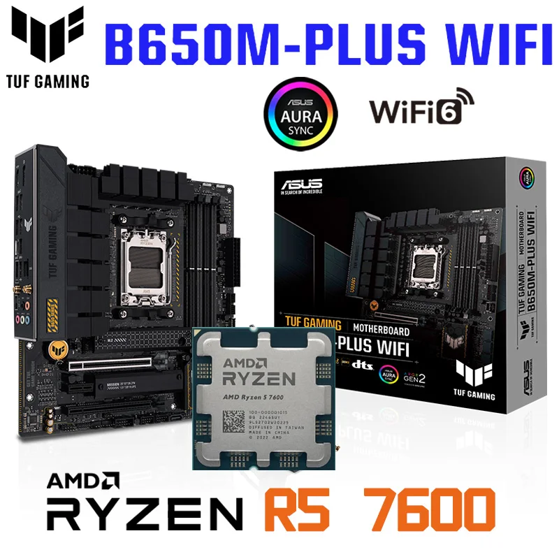 

ASUS TUF GAMING B650M-PLUS WIFI Motherboard Desktop Socket AM5 AMD B650 Mainboard With AMD Ryzen 5 7600 CPU Suit DDR5 128GB NEW